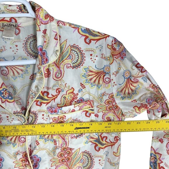 BedHead Anthropologie Women 8 Paisley PJ Set Cropped Comfy Lounge Quiet Luxury - Picture 14 of 16